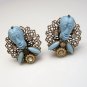 Signed SELRO Vintage Earrings Rare Blue Devil Genie Faces