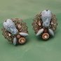Signed SELRO Vintage Earrings Rare Blue Devil Genie Faces