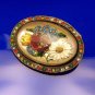 Vintage Brooch Pin Reverse Painted Intaglio Glass Flowers