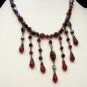 Signed SWAROVSKI Authentic Swan Logo Necklace Glorious Red Crystals Fringe Dangles