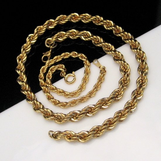 MONET Vintage Necklace Thick Goldtone Rope Bracelet Married Set
