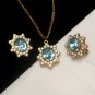 CORO PAT PEND Vintage Rhinestone Necklace Earrings Mid Century Aqua Rare Retro Set Pretty