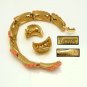CROWN TRIFARI Bracelet Earrings Set Matte Goldtone Faux Coral Beads