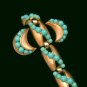 CROWN TRIFARI Bracelet Earrings Set Matte Goldtone Faux Turquoise Bead
