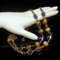 Vintage Chunky Long Chain Necklace Blue Jelly Lucite Beads