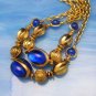 Vintage Chunky Long Chain Necklace Blue Jelly Lucite Beads