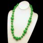 Vintage Large Chunky Bright Green Beads Long Necklace