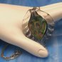 Vintage Necklace Gorgeous Large Leaf Dichroic Glass Pendant