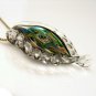 Vintage Necklace Gorgeous Large Leaf Dichroic Glass Pendant