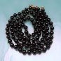 Vintage MONET Knotted Black Glass Beads Necklace 30in Long
