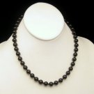 Vintage MONET Knotted Black Glass Beads Necklace Adjustable