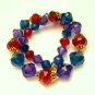 Vintage TRIFARI Chunky Jewel Tone Red Blue Purple Lucite Beads Necklace