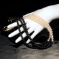 Vintage MONET 3 Strands Black White Faux Pearls Necklace