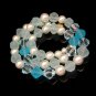 Vintage Aqua Teal Blue Lucite Faux Crystal Beads Chunky Necklace
