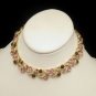 CORO Vintage Rhinestone Necklace Mid Century Choker Red Pink Rhinestones