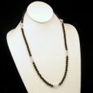 Vintage Trifari 1970s Black Beads Crystals Long Necklace