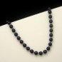 Vintage Faux Lapis Dark Blue Acrylic Beads Necklace 24 inches