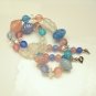 Vintage Chunky Pink Blue Clear Pastel Beads Necklace
