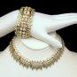 BSK Vintage Necklace Wide Bracelet Set Mid Century AB Rhinestones Gorgeous High Quality EUC