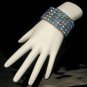 Classy Vintage Wide Bracelet 5 Rows Blue Aurora Borealis AB Rhinestones