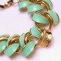 Beautiful Vintage Goldtone Aqua Green Enamel Links Bracelet