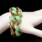 Beautiful Vintage Goldtone Aqua Green Enamel Links Bracelet