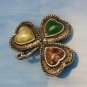 Vintage Faux Agate Art Glass Hearts Clover Brooch Pin