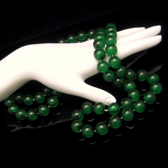 Vintage Long 1-2 Multi Strand Necklace Large Chunky Green Lucite Beads