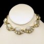 Vintage Chunky Shell Links Necklace Detailed Goldtone Faux Pearls