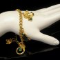 Vintage Christmas Charm Bracelet Mid Century Goldtone Rhinestones Tree Bells Bird Heart
