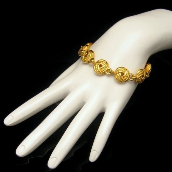 Vintage Link Bracelet Love Knots Embossed Granulated Beaded Finish