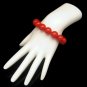 Vintage Bracelet Large Chunky Bright Red Lucite Beads Stretch Pretty