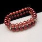 Vintage 2 Strands Bracelet Large Burgundy Rose Red Glass Beads Faux Pearls