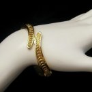MONET Vintage Goldtone Bangle Bracelet SEA SHELL Bypass Hinged SMALL