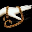 CROWN TRIFARI Vintage Necklace Bracelet Set Topaz Rhinestones Mid Century Goldtone