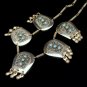 Israel Vintage Arabesque Necklace 925 Sterling Silver Turquoise Beads Ornate