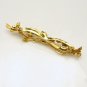 Vintage Nouveau Style Large Bar Brooch Pin Flowers Pretty Glass Stones