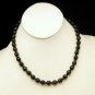 Vintage Crystal Beads Choker Necklace Faceted Black Glass Knotted
