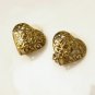 Vintage Filigree Hearts Clip Earrings Pretty Goldtone Love Valentine