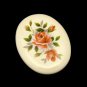JOHNSON ENGLAND Large Oval Ceramic Vintage Brooch Pin Roses Design