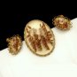 Vintage Dried Wild Flowers Lucite Encased Brooch Pin Earrings Set