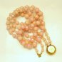 Vintage Long Necklace 2 Multi Strands Pink Acrylic Beads Crystals