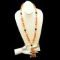 Vintage Long Orange Faux Crystal Beads Tassels Chunky Statement Necklace