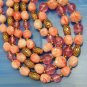 Vintage CORO PEGASUS Pink Chunky Acrylic Beads Necklace 2 Multi Strand