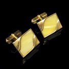 SWANK Vintage Mens Cuff Links Mid Century Faux Mother of Pearl MOP Swirls Gold Plated Shiny