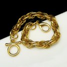 Chunky Vintage Statement Bracelet Thick 8 inch Goldtone Rope Chain Shiny