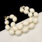 CROWN TRIFARI Chunky Beads Vintage White Enamel Bracelet 2 Strands Statement