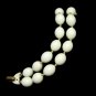 CROWN TRIFARI Chunky Beads Vintage White Enamel Bracelet 2 Strands Statement