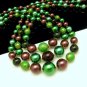 LISNER Vintage Necklace Chunky Green Yellow Confetti Beads 3 Strands