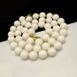 DOTTY SMITH Vintage Statement Necklace Chunky Bright White Acrylic Beads Long
